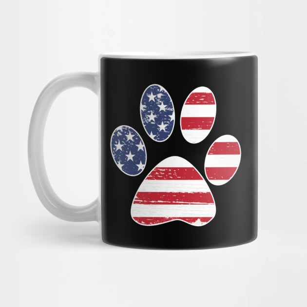 Dog Paw Print, American Flag by RobertDan